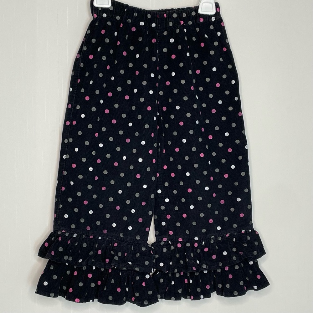 Smock Dot Kids Girls Polkadot Corduroy Pants Tiered Ruffle Wide Leg Pull On 3